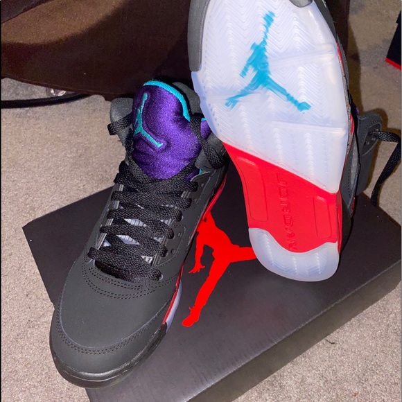 jordan 5 black red purple